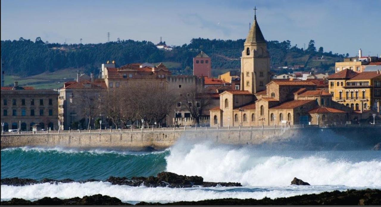Apto. Vista Playa Poniente Gijón Buitenkant foto